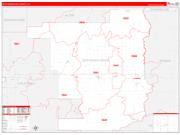 Jefferson DavisParish (County), LA Wall Map Zip Code Red Line Style 2023